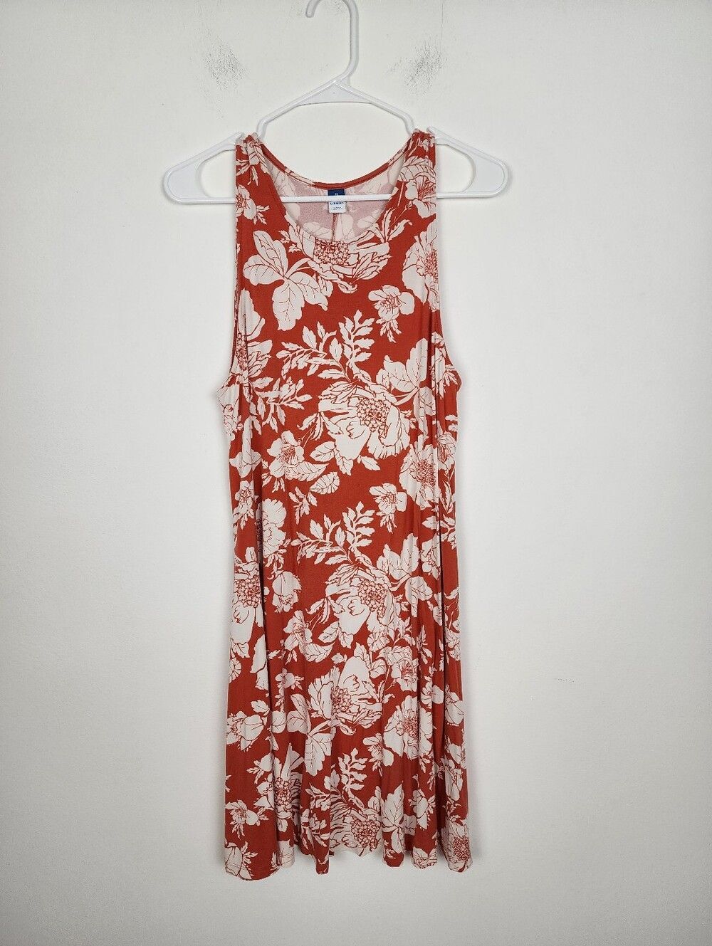 Old Navy Floral Rust-Orange Sleeveless Swing Dress M - Picture 5 of 10
